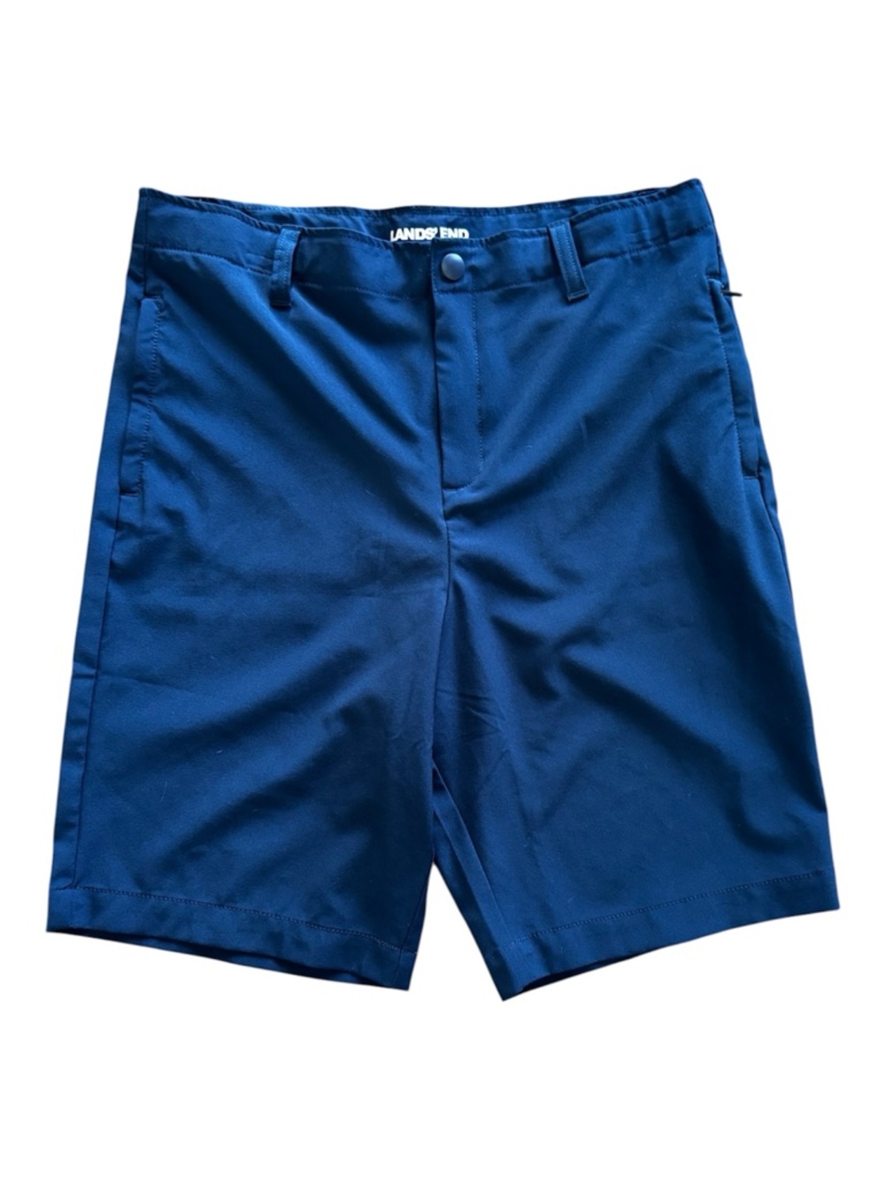 New! Teen Boy Lands' End Performance Navy Blue Flat Front Shorts